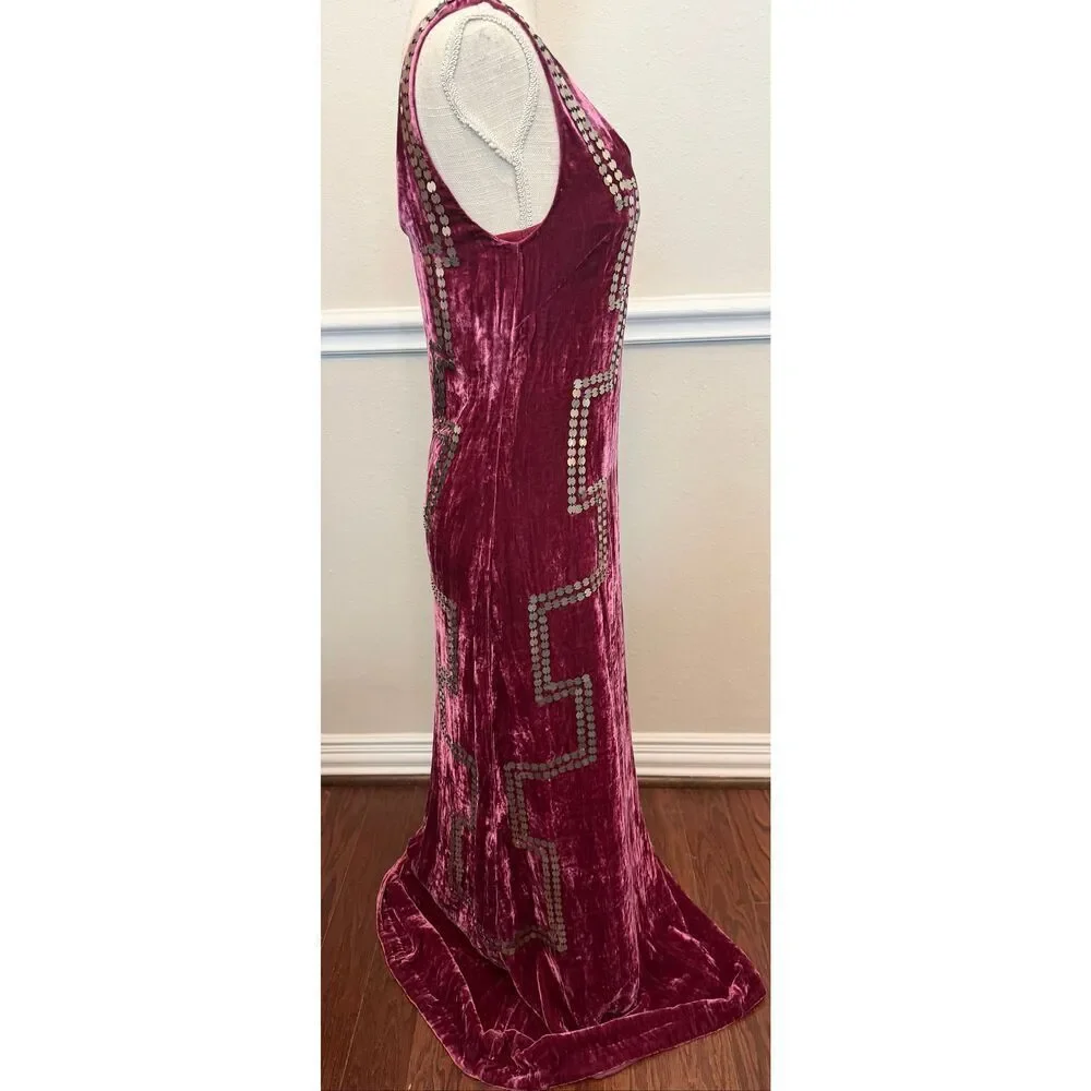 Alix of Bohemia Adele Plum Velvet Dress Size Small - Picture 6 of 16